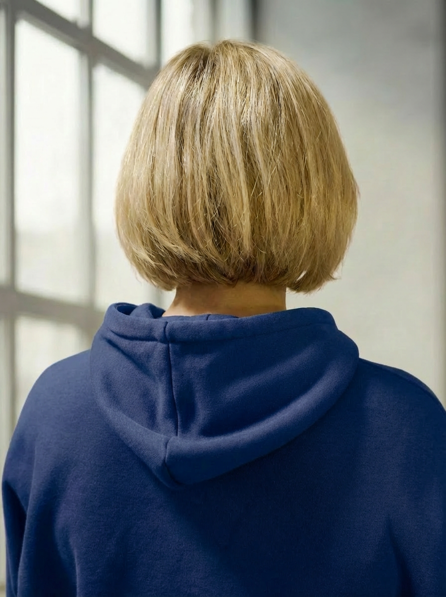 Model wearing Bou Clothing’s luxury Deryn Cornfler hoodie  in a softly lit modern interior, showcasing a relaxed fit, premium fabric, and minimalist neutral style.