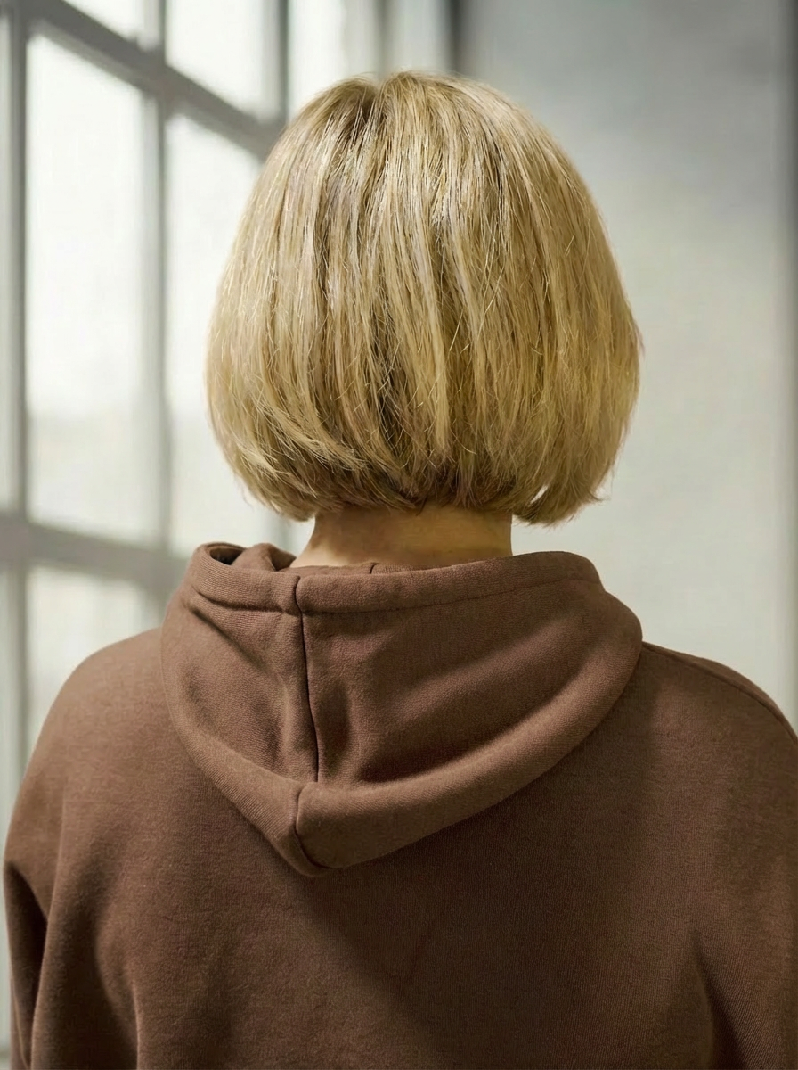 Model wearing Bou Clothing’s cream luxury hoodie in a softly lit modern interior, showcasing a relaxed fit, premium fabric, and minimalist neutral style.